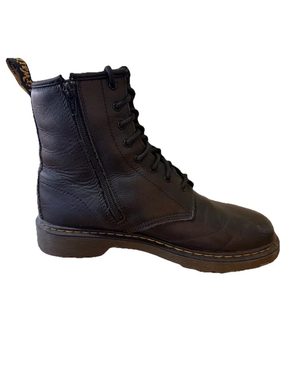 Dr. Martens W Sz 7 1460 W Original Smooth Leather Lace Up Black Combat Boots Zip